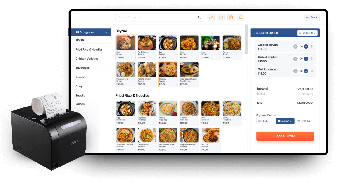 End-to-End Food Delivery Billing Platform - CODEAPPS billing software for Food Delivery